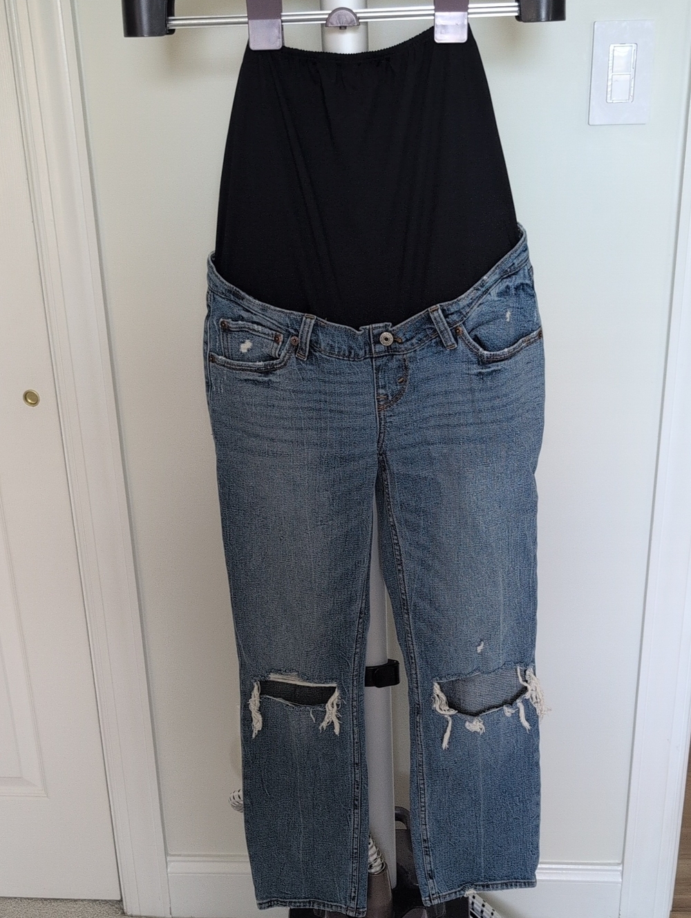 Abercrombie & Fitch Maternity Top Blue Distressed Boyfriend Jeans